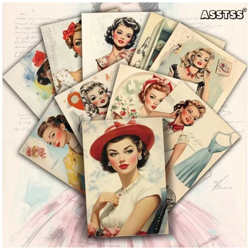 NWT 20pc Retro 1950s Pinup Fashion Journal Craft Cards 4x6